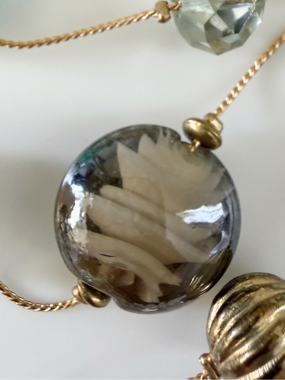 Multi Layered Glass Beaded Gold Tone Necklace